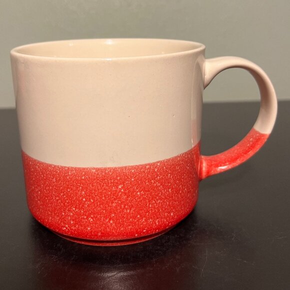 OVER AND BACK Ivory and Red Paint Splatter Design Stackable Stoneware Mug - Picture 3 of 7